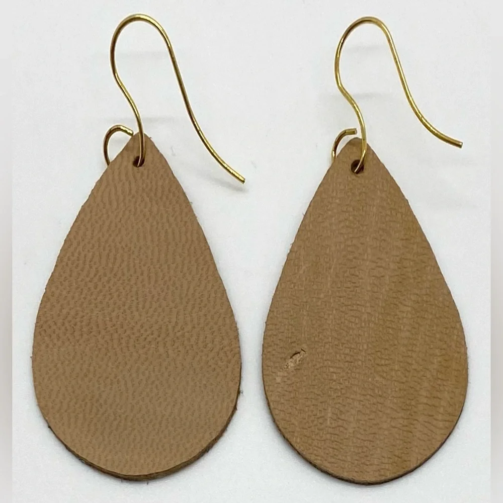 Brown Animal Print FauxFur Leather Dangle Earrings Boho Eclectic Y2K Festival - Picture 3 of 10